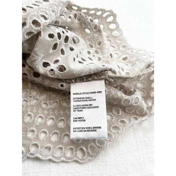 Tribal Jeans Women’s Embroidered Eyelet Blouse Size‎ M  Feminine Summer Oatmeal - Picture 6 of 8